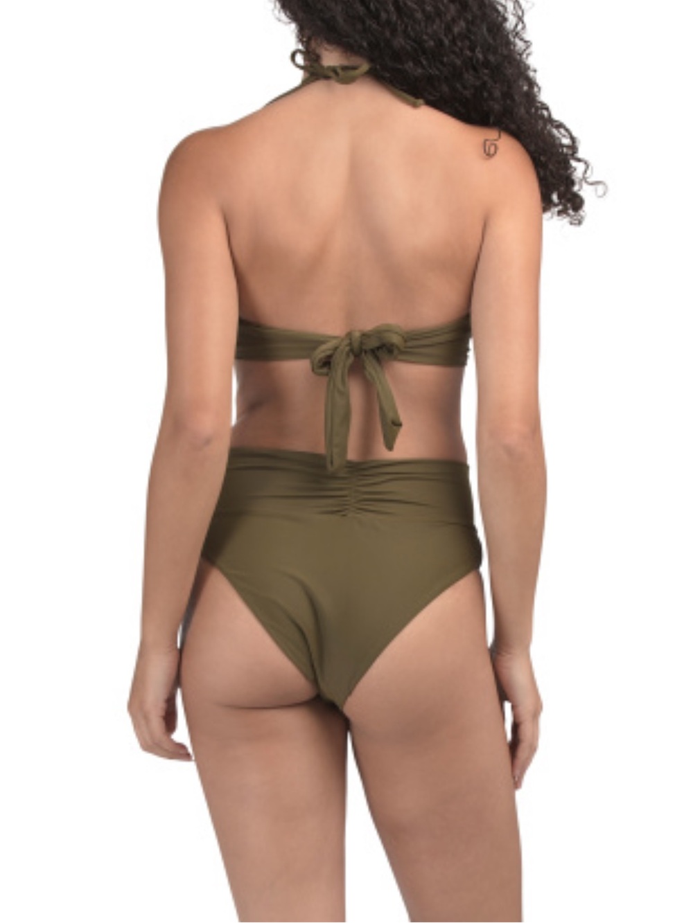 New! 🏖️👙🌞Caroline Constas Olive Green Twist-Front Bandeau Bikini 2pc size M - Picture 2 of 3
